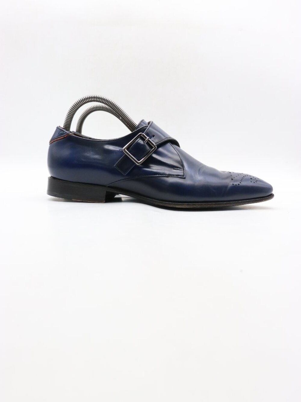Paul Smith Single Monk Men's US 7 UK 6 Blue Leather Buckle Wingtip Dress Shoes